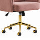 Vena Liftable Office Chair | Memory Foam Pink Corduroy | Gold Metal Base