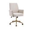 Vena Liftable Office Chair | Memory Foam White Corduroy | Gold Metal Base