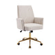 Vena Liftable Office Chair | Memory Foam White Corduroy | Gold Metal Base