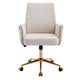Vena Liftable Office Chair | Memory Foam White Corduroy | Gold Metal Base