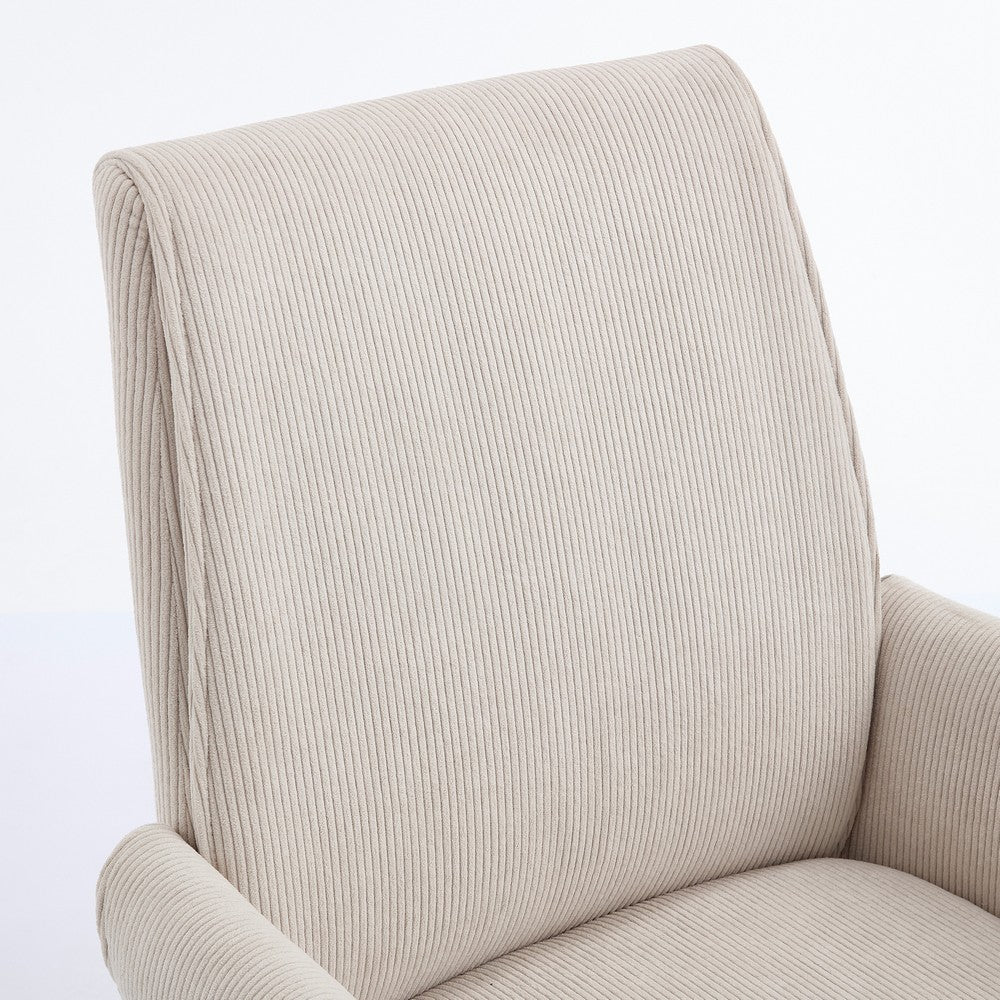 Vena Liftable Office Chair | Memory Foam White Corduroy | Gold Metal Base