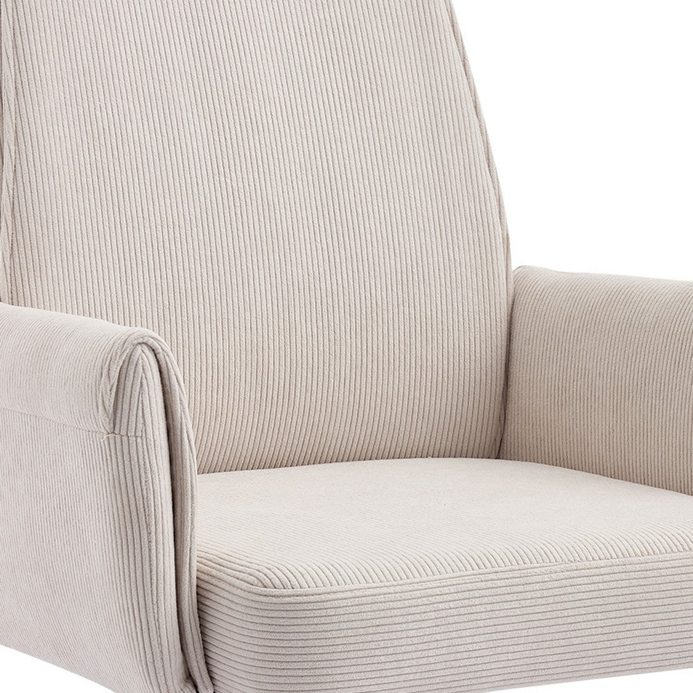 Vena Liftable Office Chair | Memory Foam White Corduroy | Gold Metal Base
