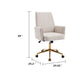 Vena Liftable Office Chair | Memory Foam White Corduroy | Gold Metal Base