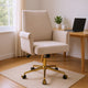 Vena Liftable Office Chair | Memory Foam White Corduroy | Gold Metal Base