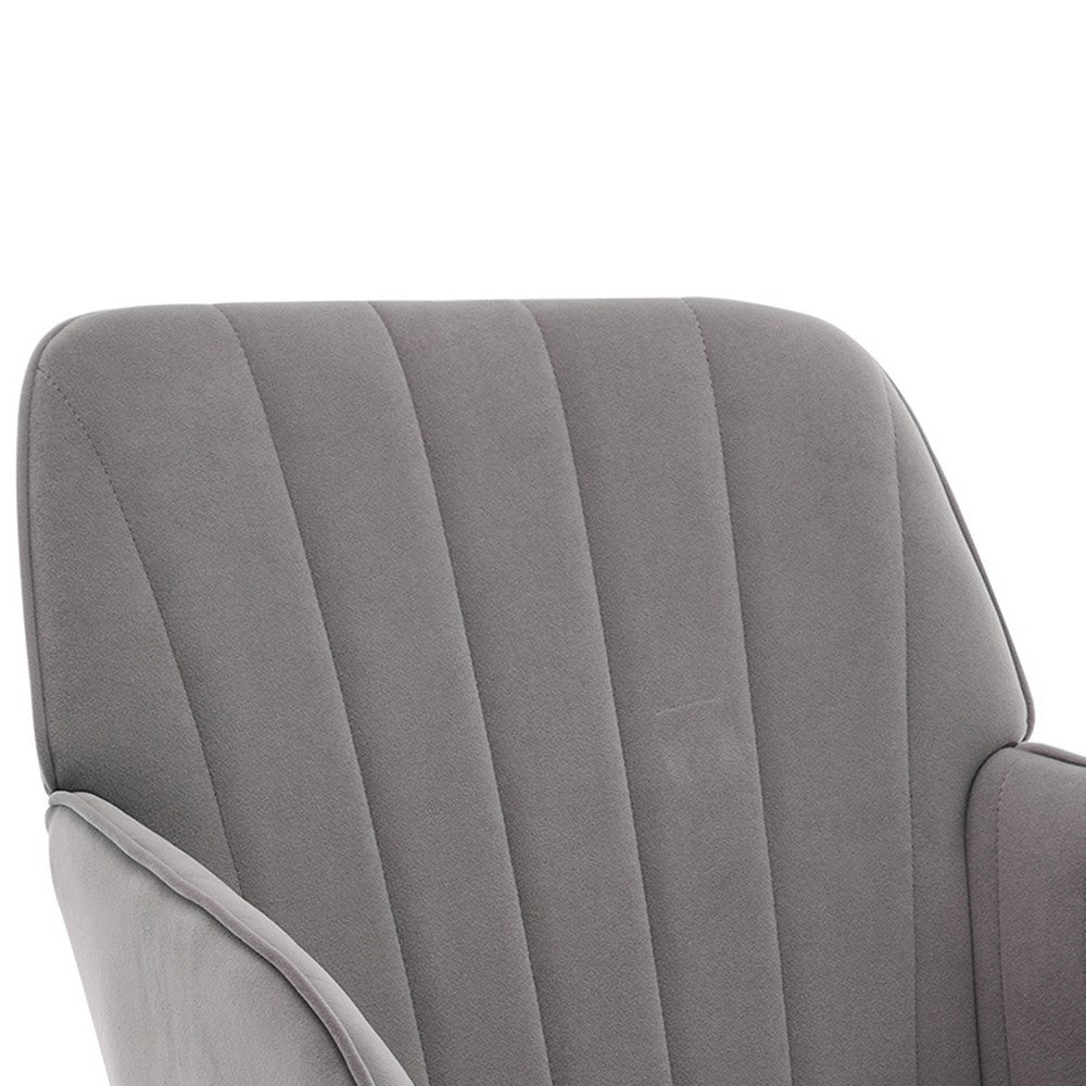 Arun Swivel Office Chair | Memory Foam | Tufted Gray Velvet | Silver Metal