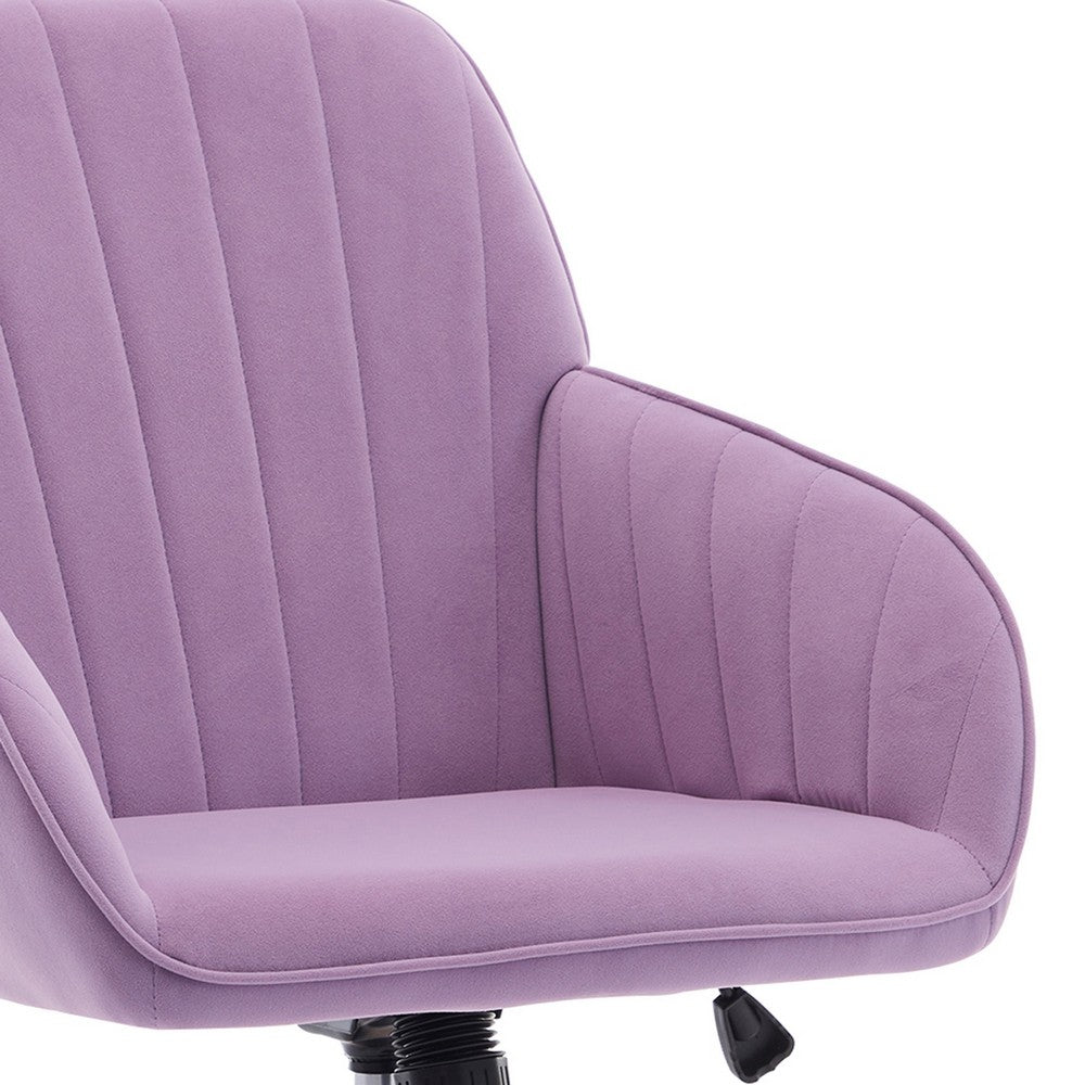 Arun Swivel Office Chair | Memory Foam | Lilac Purple Velvet | Gold Metal