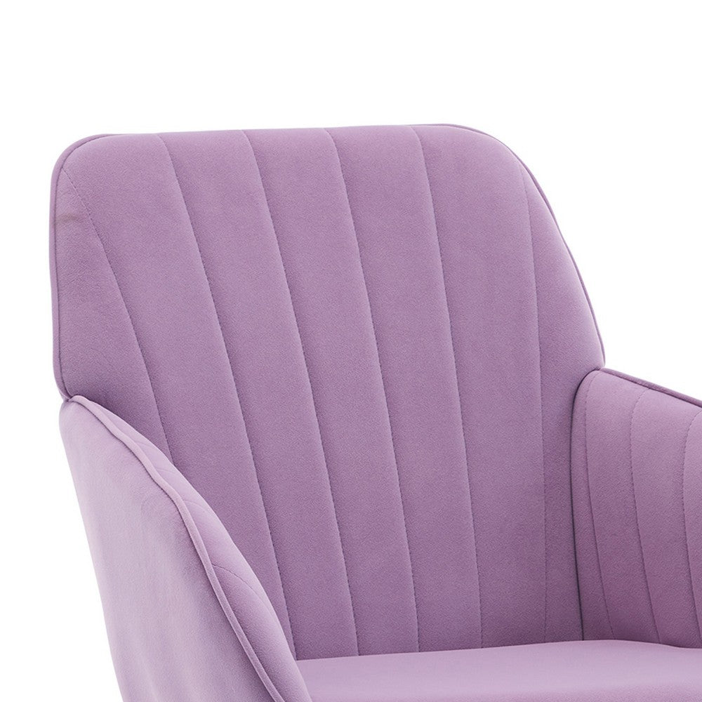 Arun Swivel Office Chair | Memory Foam | Lilac Purple Velvet | Gold Metal