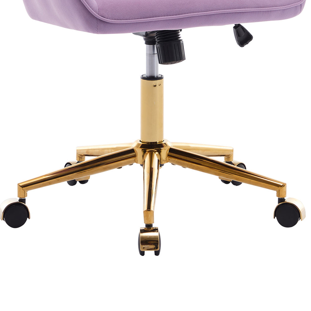 Arun Swivel Office Chair | Memory Foam | Lilac Purple Velvet | Gold Metal