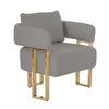 Jiya Accent Club Chair Set of 2 | Sponge Fill Gray Teddy Fleece | Gold Legs