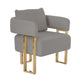 Jiya Accent Club Chair Set of 2 | Sponge Fill Gray Teddy Fleece | Gold Legs