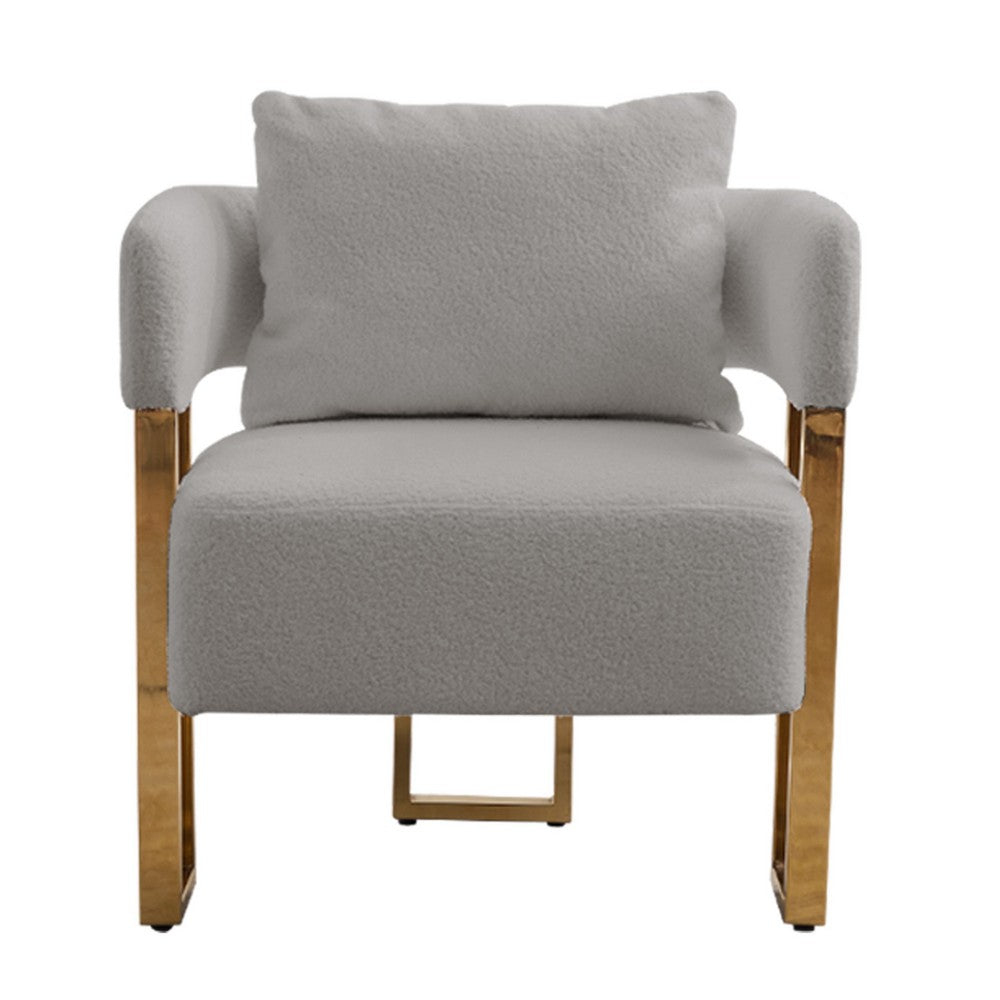 Jiya Accent Club Chair Set of 2 | Sponge Fill Gray Teddy Fleece | Gold Legs