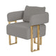 Jiya Accent Club Chair Set of 2 | Sponge Fill Gray Teddy Fleece | Gold Legs