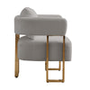 Jiya Accent Club Chair Set of 2 | Sponge Fill Gray Teddy Fleece | Gold Legs