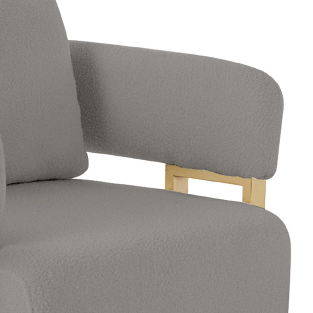 Jiya Accent Club Chair Set of 2 | Sponge Fill Gray Teddy Fleece | Gold Legs