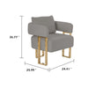 Jiya Accent Club Chair Set of 2 | Sponge Fill Gray Teddy Fleece | Gold Legs