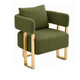 Jiya Accent Club Chair Set of 2 | Sponge Fill Green Teddy Fleece | Gold Legs