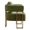 Jiya Accent Club Chair Set of 2 | Sponge Fill Green Teddy Fleece | Gold Legs