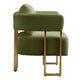 Jiya Accent Club Chair Set of 2 | Sponge Fill Green Teddy Fleece | Gold Legs