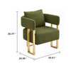 Jiya Accent Club Chair Set of 2 | Sponge Fill Green Teddy Fleece | Gold Legs