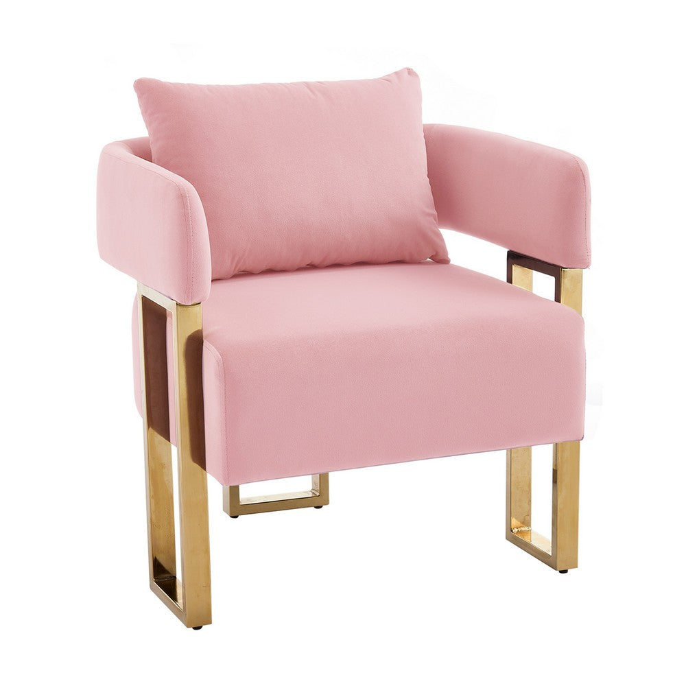 Jiya Accent Club Chair Set of 2 | Sponge Fill Pink Velvet | Gold Legs