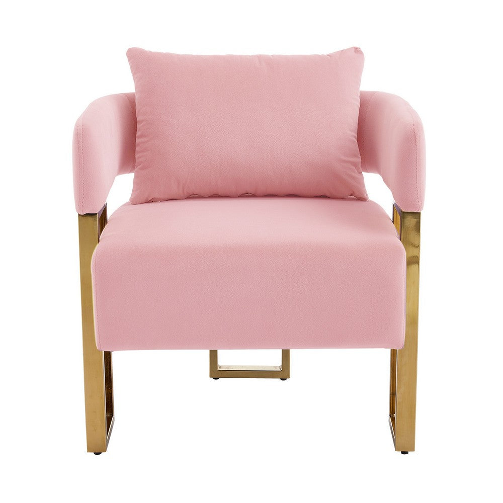 Jiya Accent Club Chair Set of 2 | Sponge Fill Pink Velvet | Gold Legs
