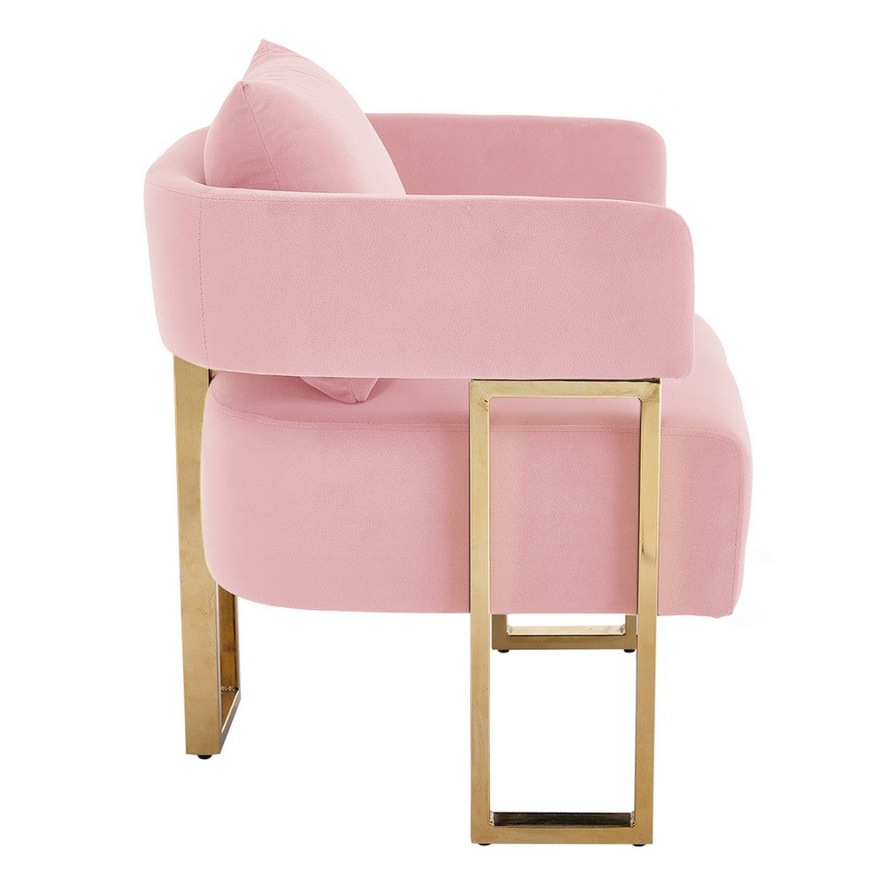 Jiya Accent Club Chair Set of 2 | Sponge Fill Pink Velvet | Gold Legs