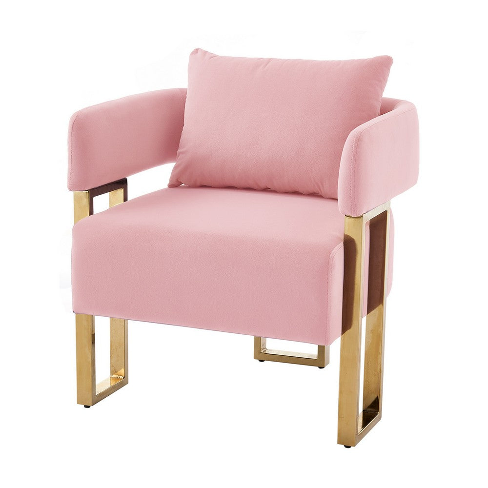 Jiya Accent Club Chair Set of 2 | Sponge Fill Pink Velvet | Gold Legs