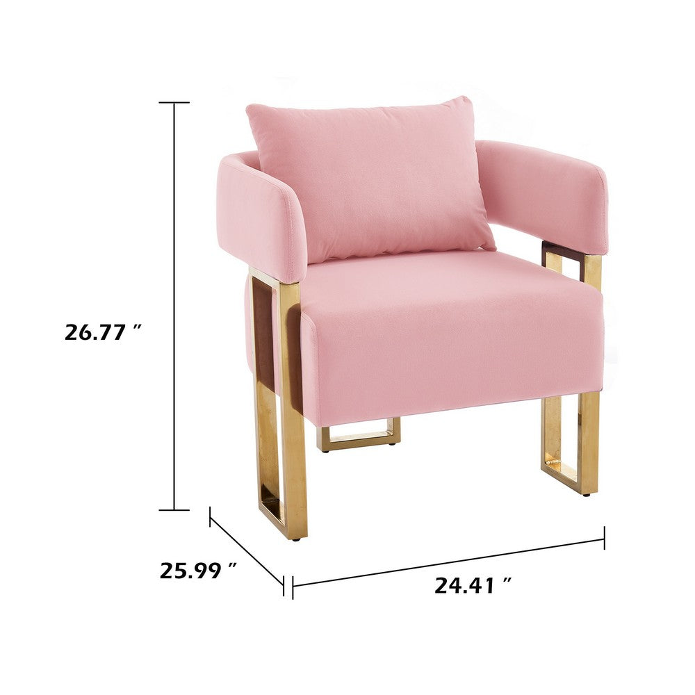 Jiya Accent Club Chair Set of 2 | Sponge Fill Pink Velvet | Gold Legs