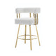 Fara Barstool Chair Set of 2 | Foam Fill White Teddy Fleece | Gold Metal
