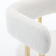 Fara Barstool Chair Set of 2 | Foam Fill White Teddy Fleece | Gold Metal