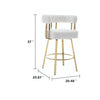 Fara Barstool Chair Set of 2 | Foam Fill White Teddy Fleece | Gold Metal