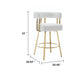 Fara Barstool Chair Set of 2 | Foam Fill White Teddy Fleece | Gold Metal
