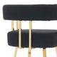Fara Barstool Chair Set of 2 | Foam Fill Black Teddy Fleece | Gold Metal