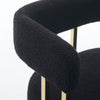 Fara Barstool Chair Set of 2 | Foam Fill Black Teddy Fleece | Gold Metal