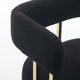 Fara Barstool Chair Set of 2 | Foam Fill Black Teddy Fleece | Gold Metal
