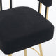 Fara Barstool Chair Set of 2 | Foam Fill Black Teddy Fleece | Gold Metal