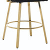 Fara Barstool Chair Set of 2 | Foam Fill Black Teddy Fleece | Gold Metal