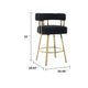 Fara Barstool Chair Set of 2 | Foam Fill Black Teddy Fleece | Gold Metal