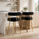 Fara Barstool Chair Set of 2 | Foam Fill Black Teddy Fleece | Gold Metal