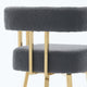 Fara Barstool Chair Set of 2 | Foam Fill Gray Teddy Fleece | Gold Metal