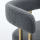 Fara Barstool Chair Set of 2 | Foam Fill Gray Teddy Fleece | Gold Metal