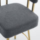 Fara Barstool Chair Set of 2 | Foam Fill Gray Teddy Fleece | Gold Metal