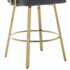 Fara Barstool Chair Set of 2 | Foam Fill Gray Teddy Fleece | Gold Metal