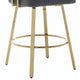 Fara Barstool Chair Set of 2 | Foam Fill Gray Teddy Fleece | Gold Metal