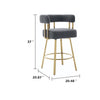 Fara Barstool Chair Set of 2 | Foam Fill Gray Teddy Fleece | Gold Metal