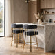 Fara Barstool Chair Set of 2 | Foam Fill Gray Teddy Fleece | Gold Metal