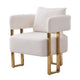 Sery Accent Armchair Set of 2 | White Teddy Fleece | Gold Square Legs