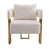 Sery Accent Armchair Set of 2 | White Teddy Fleece | Gold Square Legs