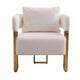 Sery Accent Armchair Set of 2 | White Teddy Fleece | Gold Square Legs