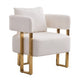 Sery Accent Armchair Set of 2 | White Teddy Fleece | Gold Square Legs